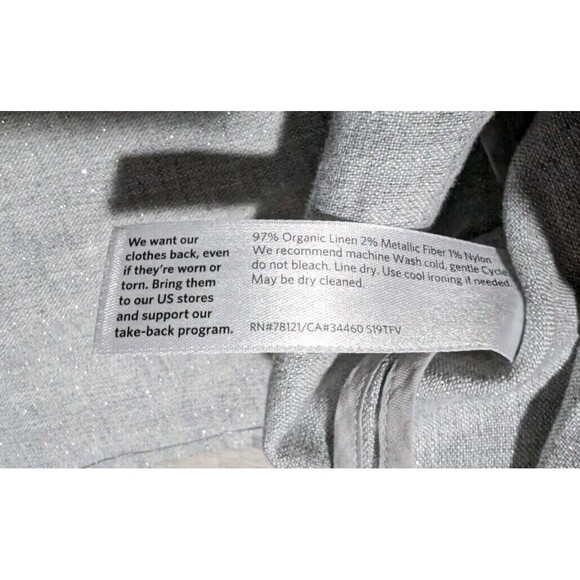 Eileen Fisher Dress Organic Linen Sparkle Gray Shirt Dress Midi Sz Medium Petite - Picture 7 of 14